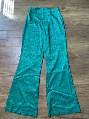12th Tribe St. Barthes Emerald Floral Satin Pant Size Small